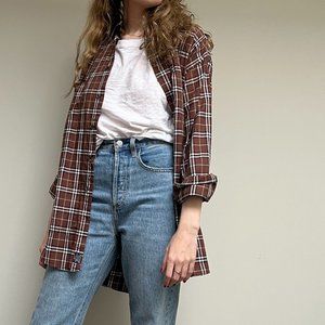 2 for 20 / Burberry London Men's Brown Plaid Button up Collared Shirt size L